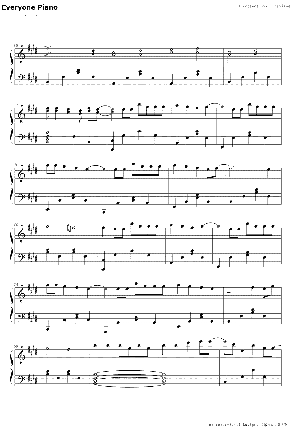 Innocence钢琴谱-Avril Lavigne艾薇儿·拉维妮4