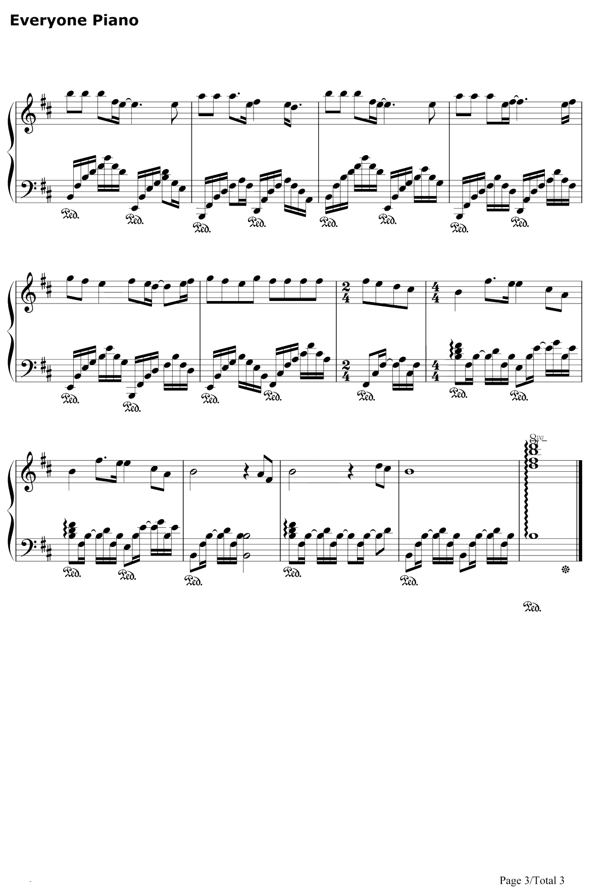 离别钢琴谱-阿杜3