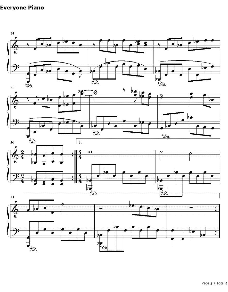 爱情悬崖钢琴谱-周杰伦3