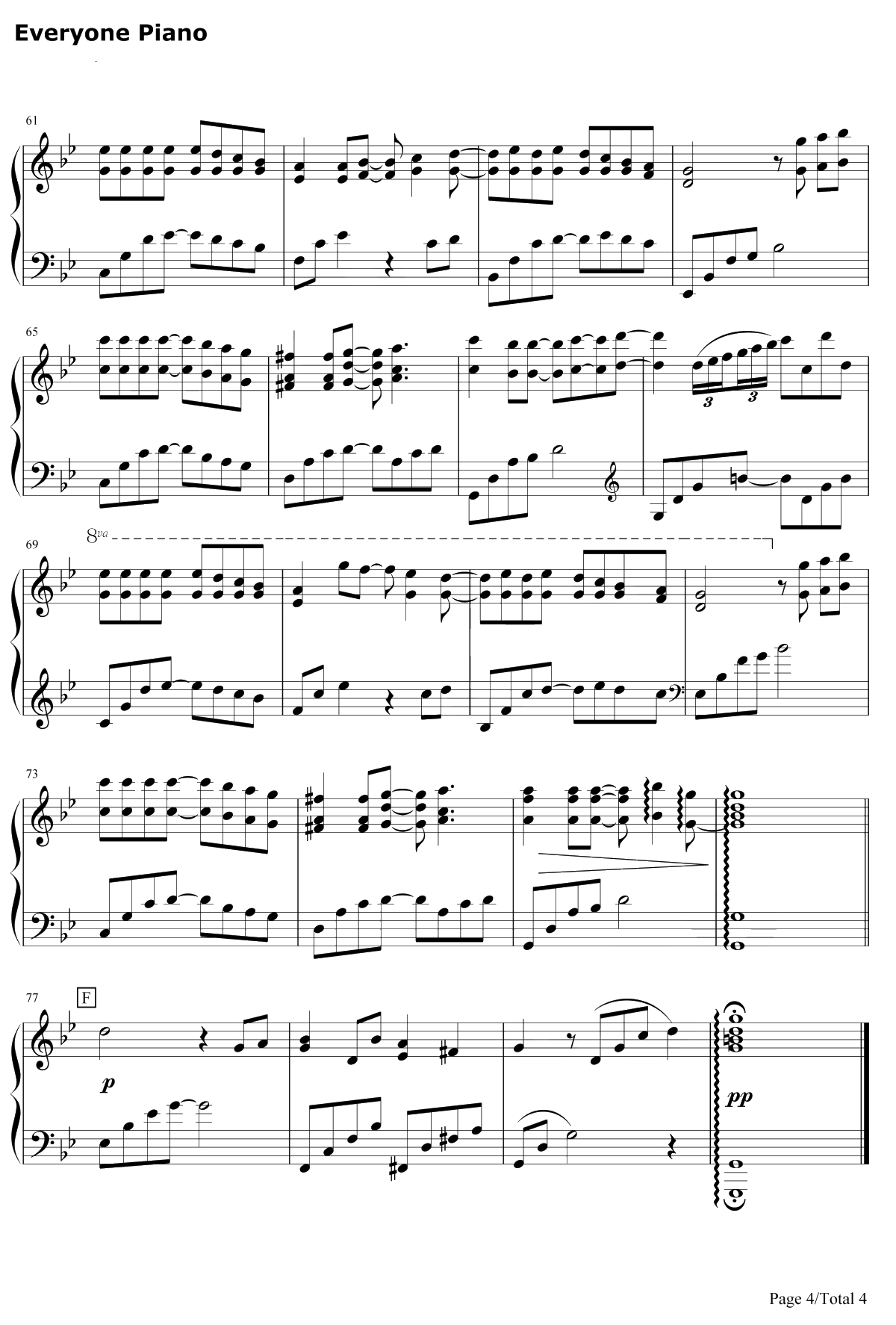从开始到现在钢琴谱-张信哲-冬季恋歌主题曲4
