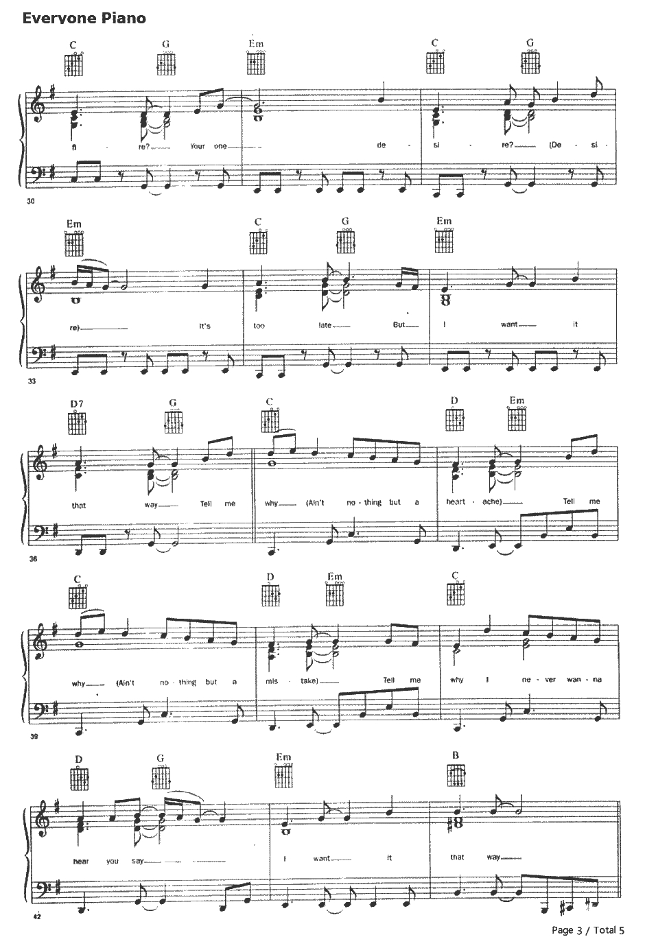 I Want It That Way钢琴谱-后街男孩Backstreet Boys3