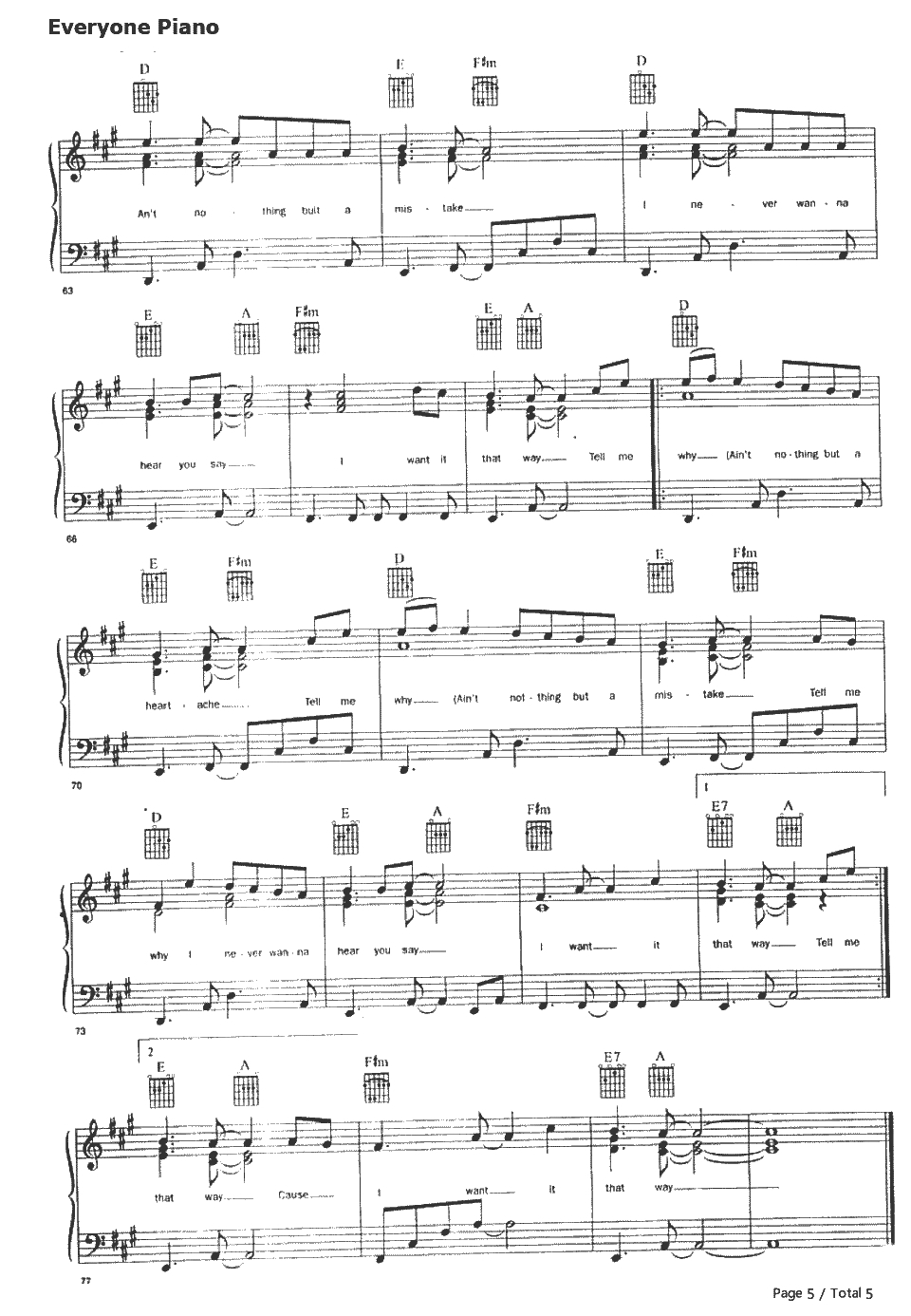 I Want It That Way钢琴谱-后街男孩Backstreet Boys5