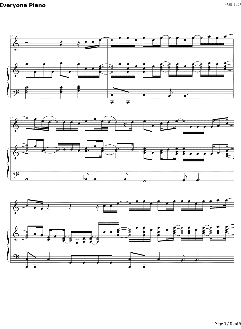 Free Loop欧美经典钢琴谱-丹尼尔·波特Daniel Richard Powter3