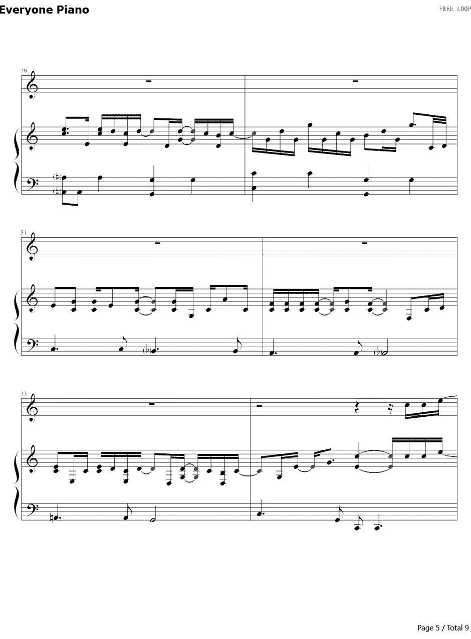 Free Loop欧美经典钢琴谱-丹尼尔·波特Daniel Richard Powter5