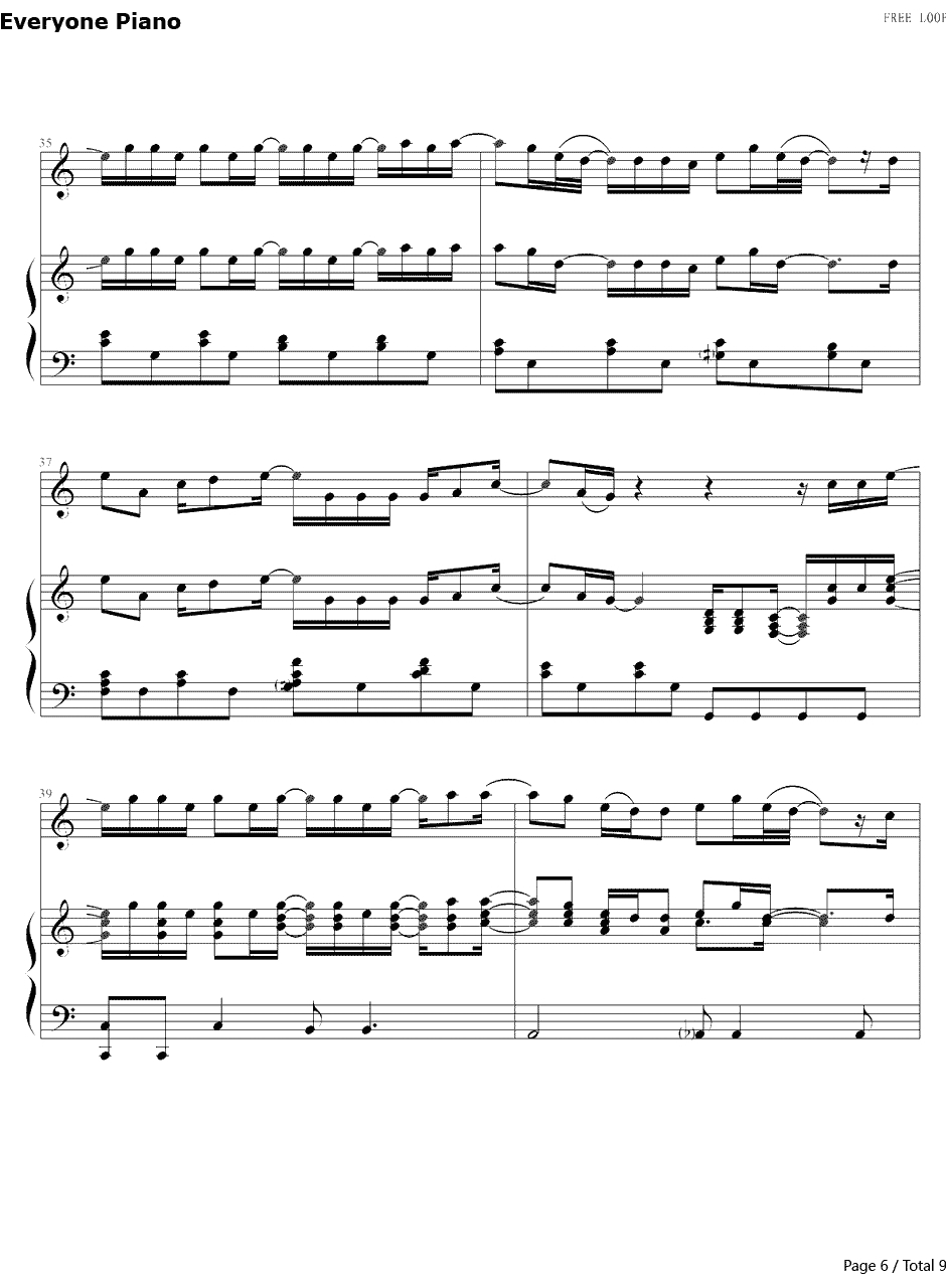 Free Loop欧美经典钢琴谱-丹尼尔·波特Daniel Richard Powter6