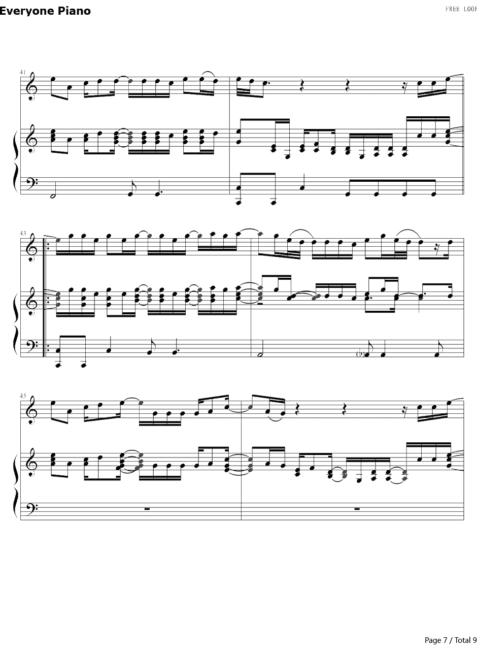 Free Loop欧美经典钢琴谱-丹尼尔·波特Daniel Richard Powter7