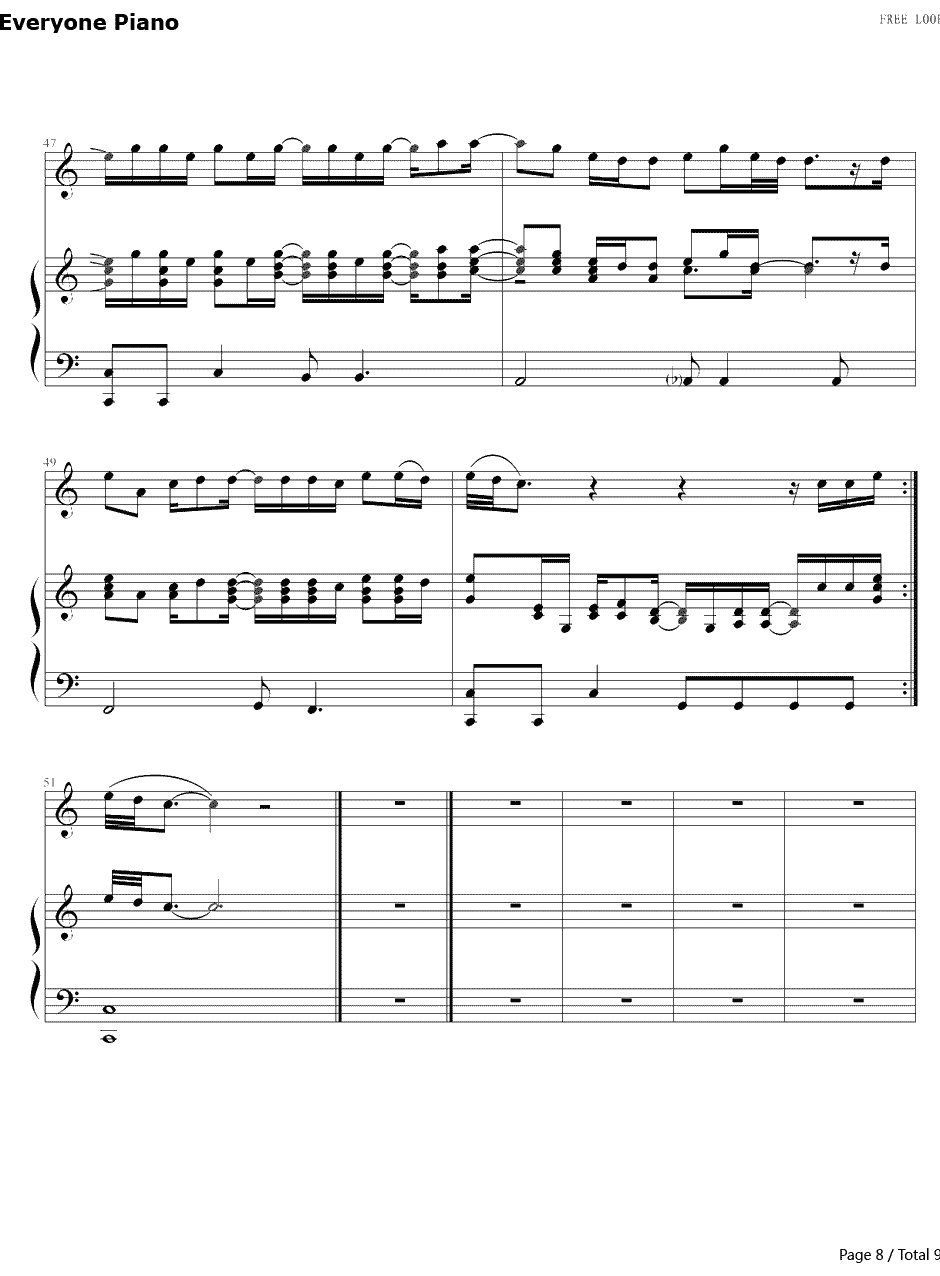 Free Loop欧美经典钢琴谱-丹尼尔·波特Daniel Richard Powter8