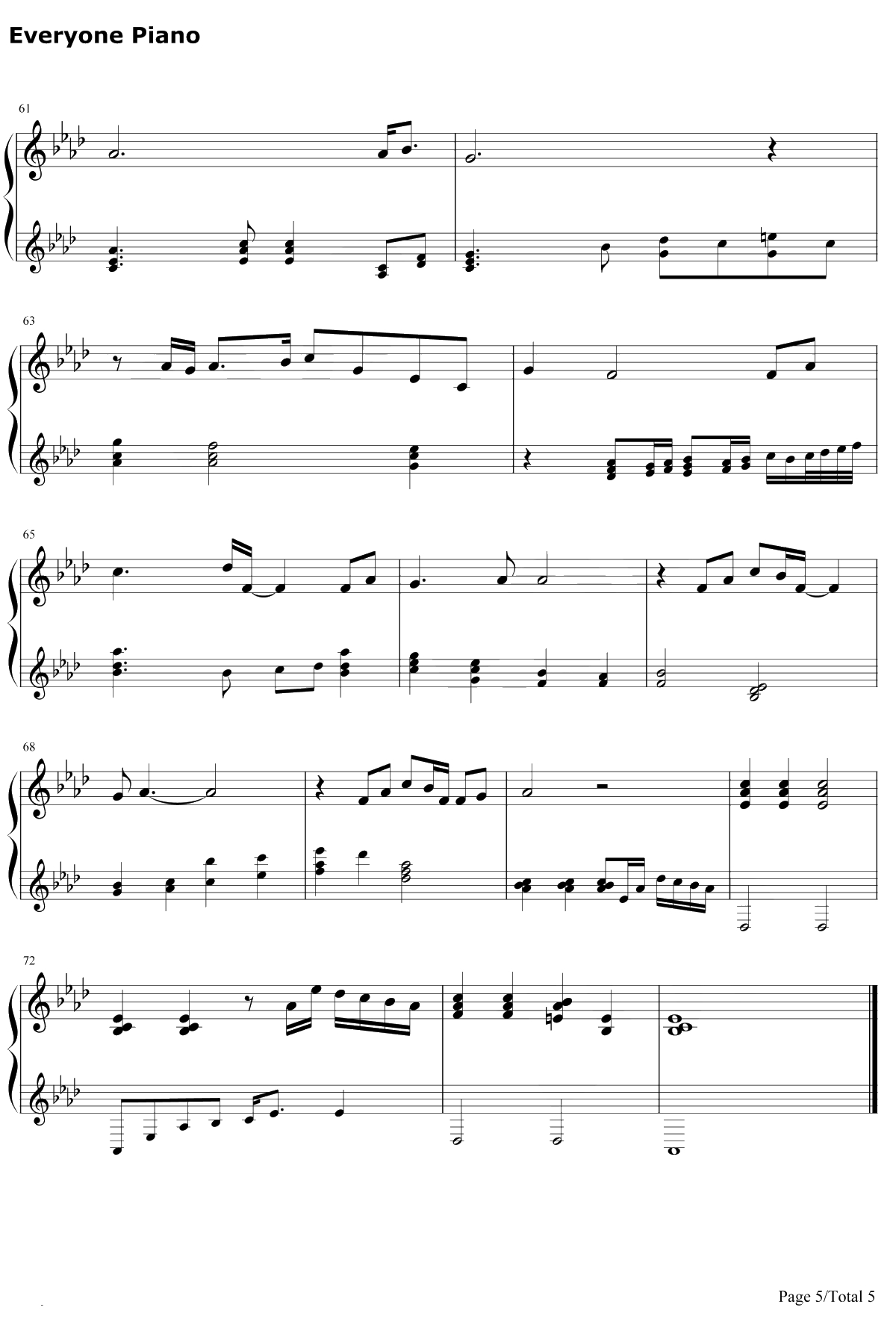 柠檬草的味道钢琴谱-蔡依林-钢琴独奏版5