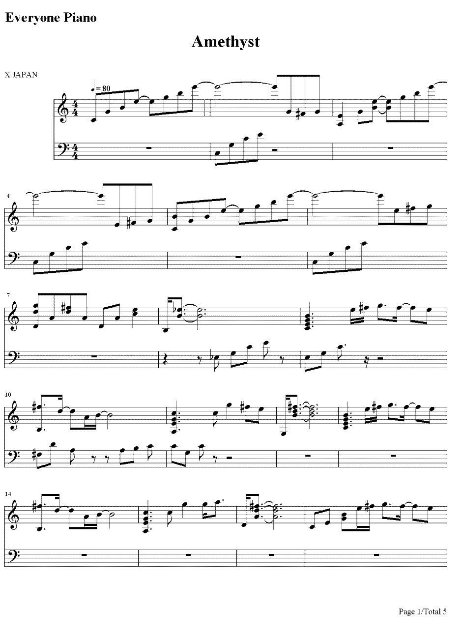 Amethyst钢琴谱-YOSHIKI1