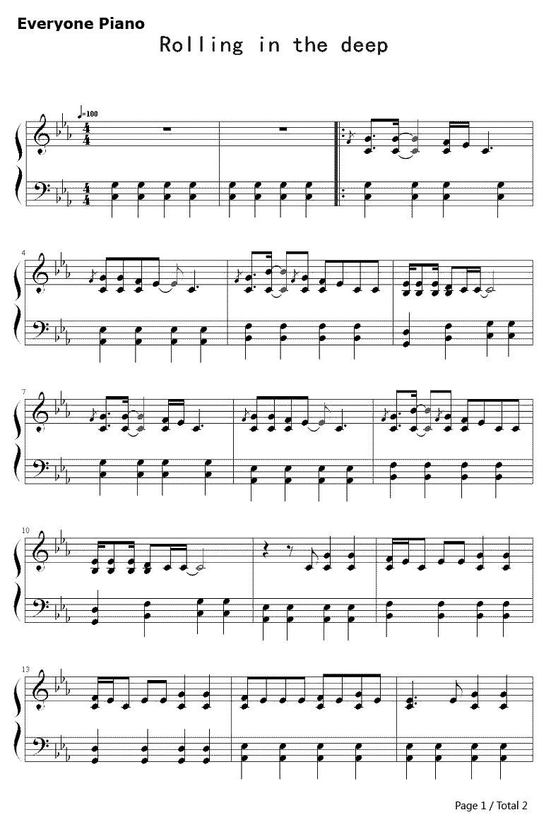 Rolling in the deep钢琴谱-Adele1