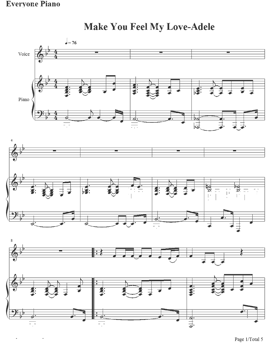 make you feel my love钢琴谱-Adele1