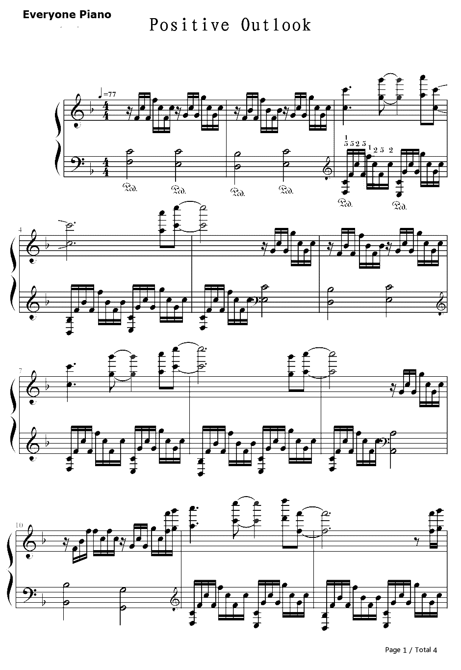 Positive Outlook钢琴谱-Diavid Hoffner-神州十号发射成功BGM1