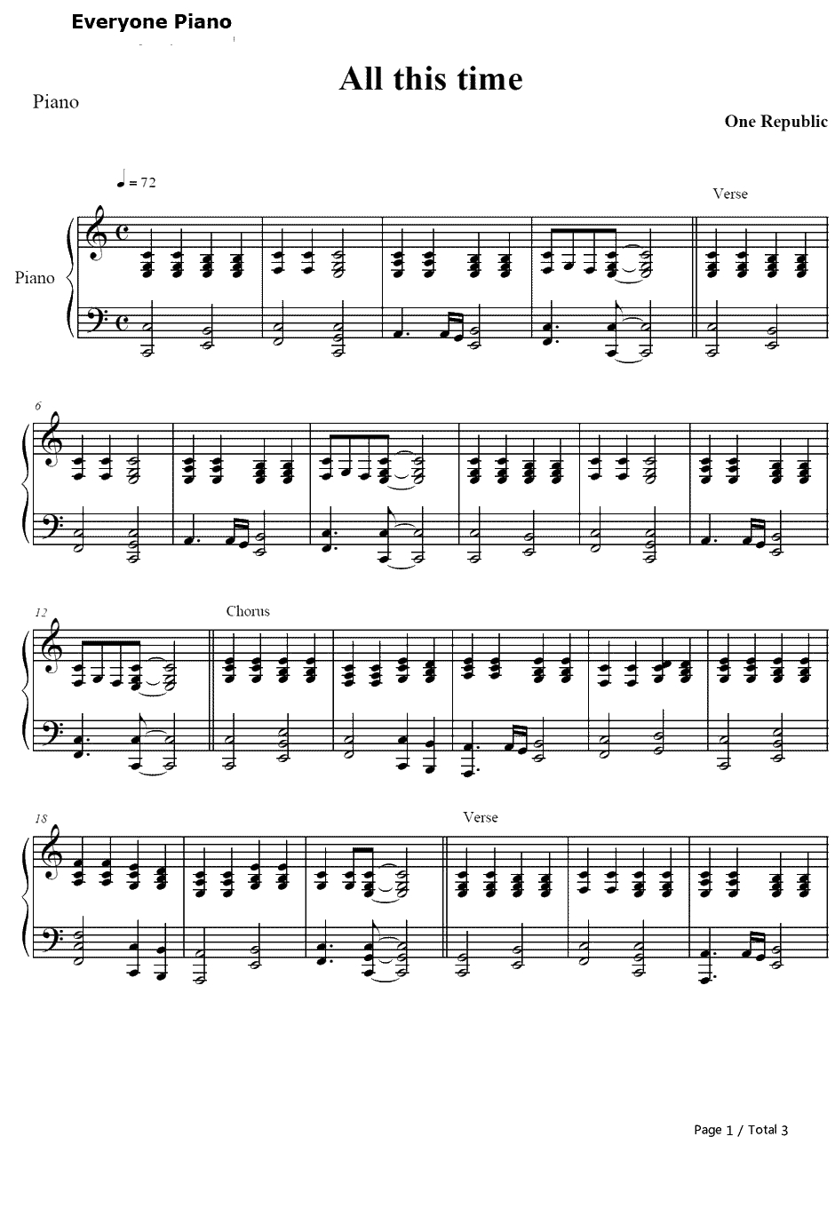 All This Time伴奏钢琴谱-One Republic1