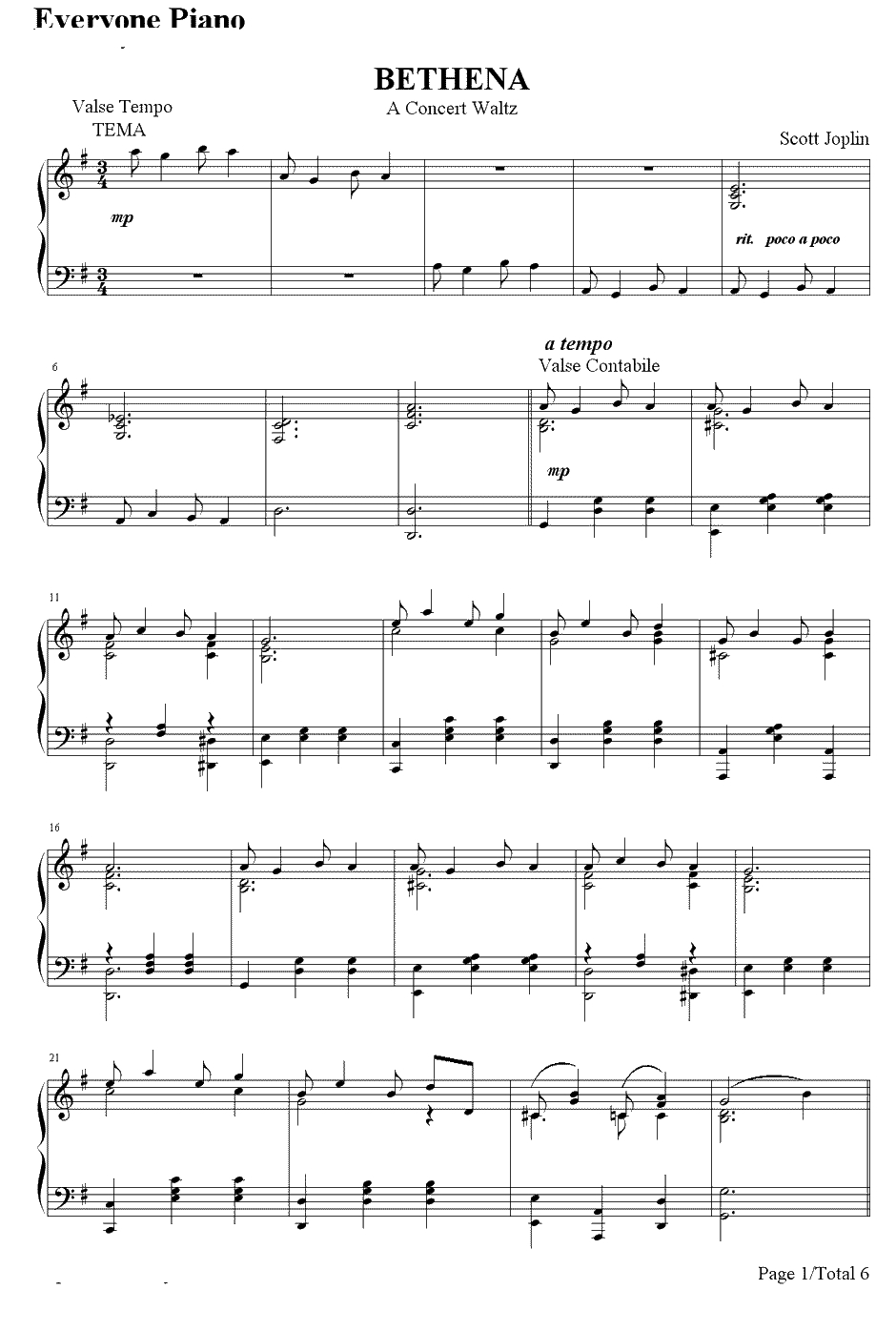 Bethena A Concert Waltz钢琴谱-Scott Joplin斯科特·乔普林1