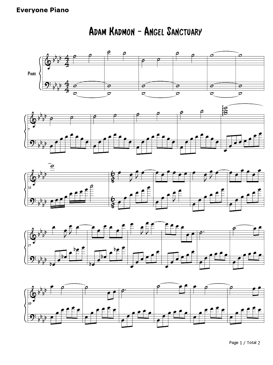 Adam Kadmon钢琴谱-Angel Sanctuary1
