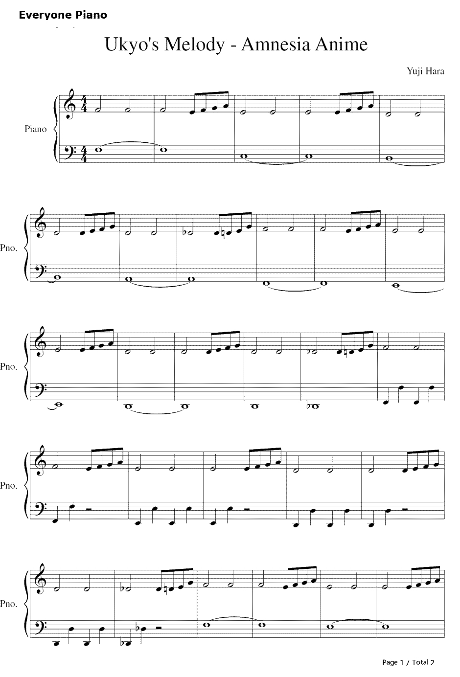 Ukyo's Melody钢琴谱-Yuji Hara1