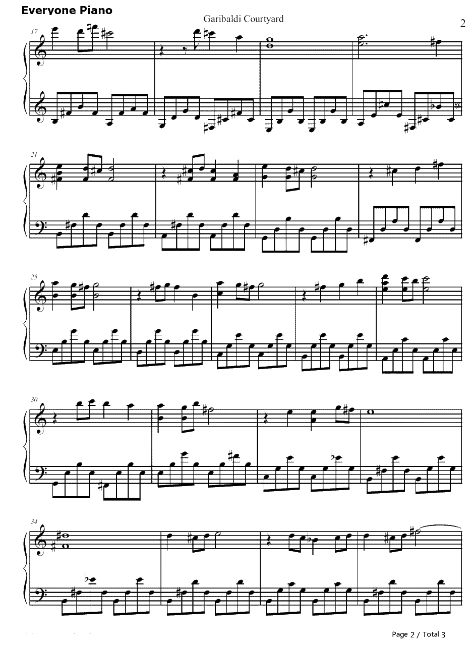 Garibaldi Courtyard钢琴谱-Michiru Yamane-《恶魔城：暗黑的诅咒》原声2