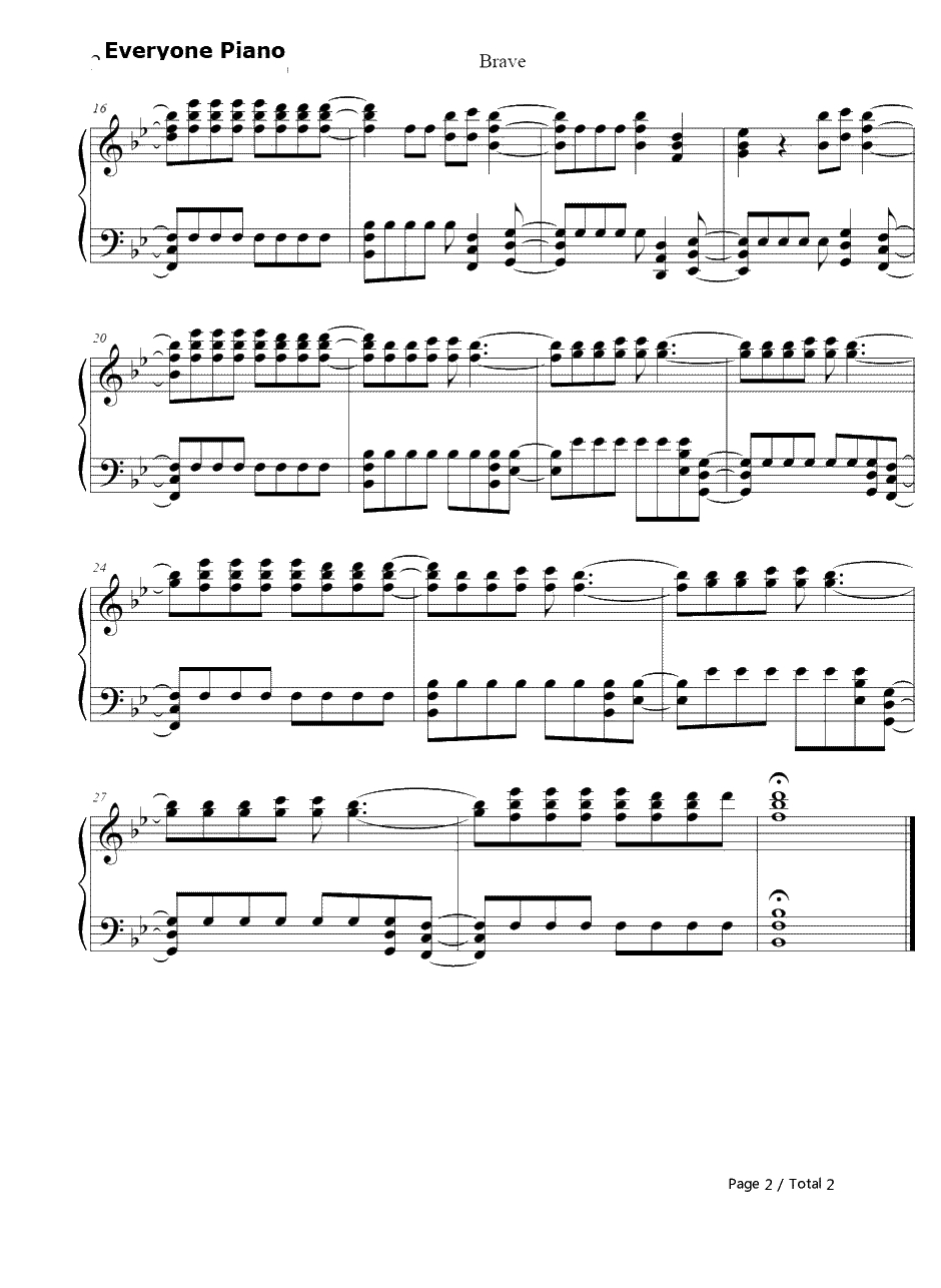 Brave钢琴谱-莎拉·巴莱勒斯Sara Bareilles2