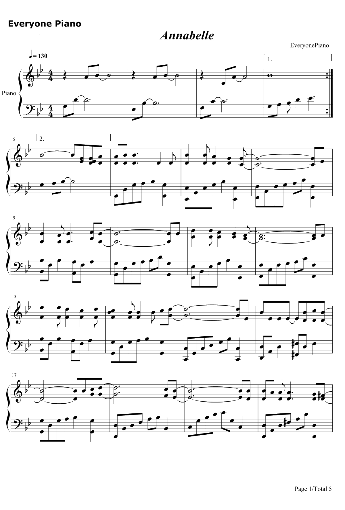 Annabelle钢琴谱-Pianoboy1