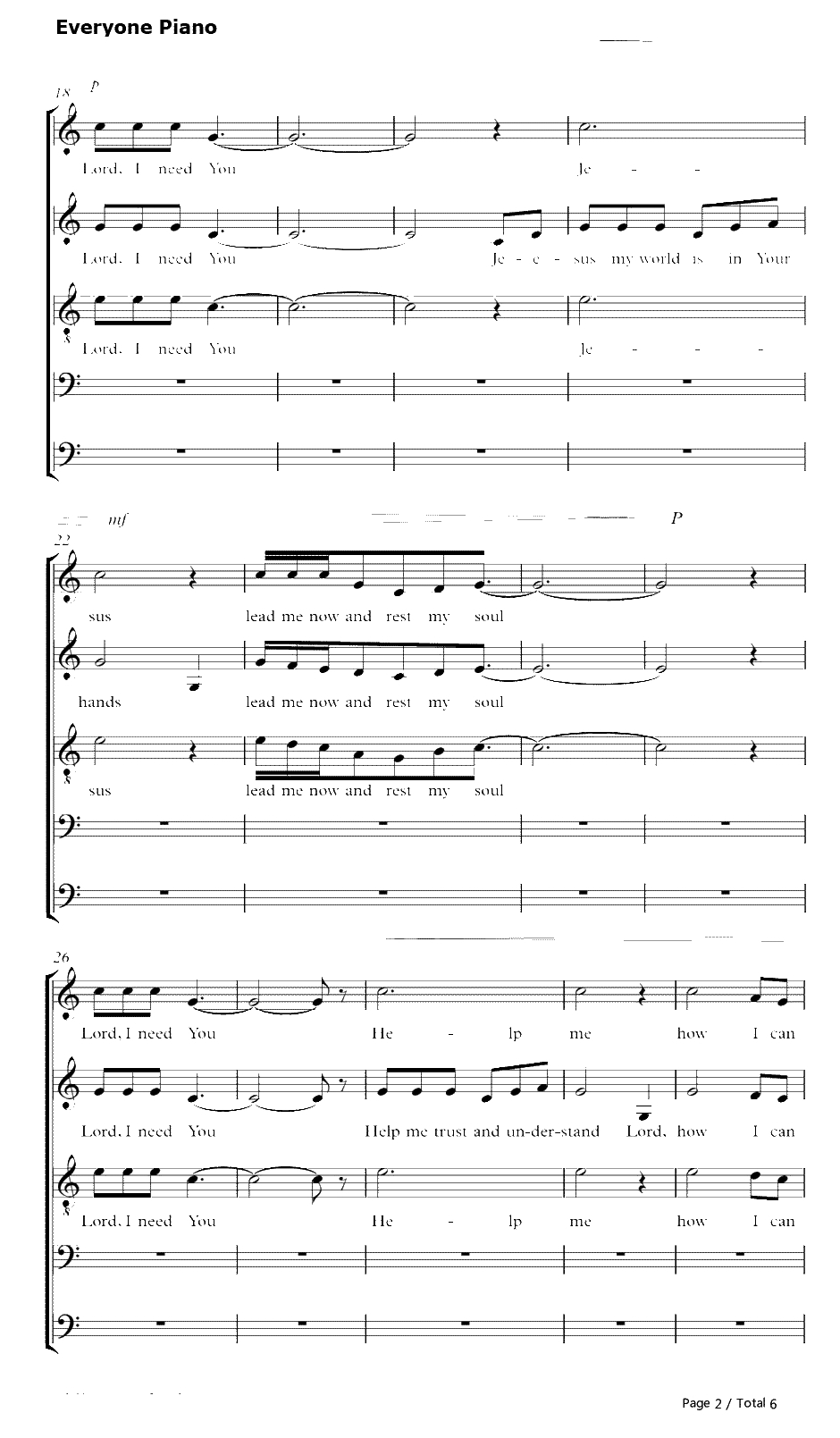 Lord I Need You钢琴谱-克里斯托弗·德韦恩·汤姆林2