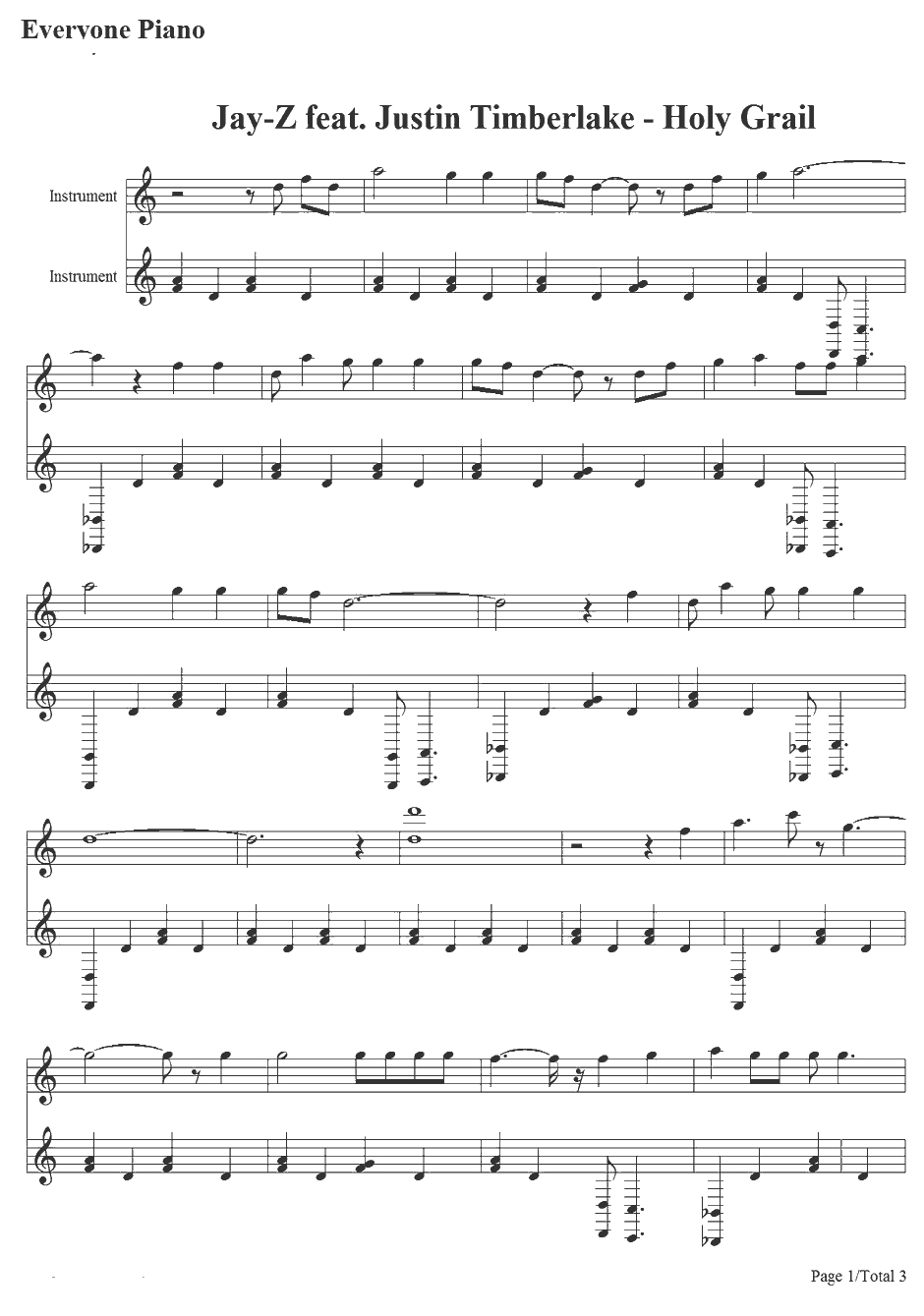 Holy Grail钢琴谱-Jay-Z/Justin Timberlake1