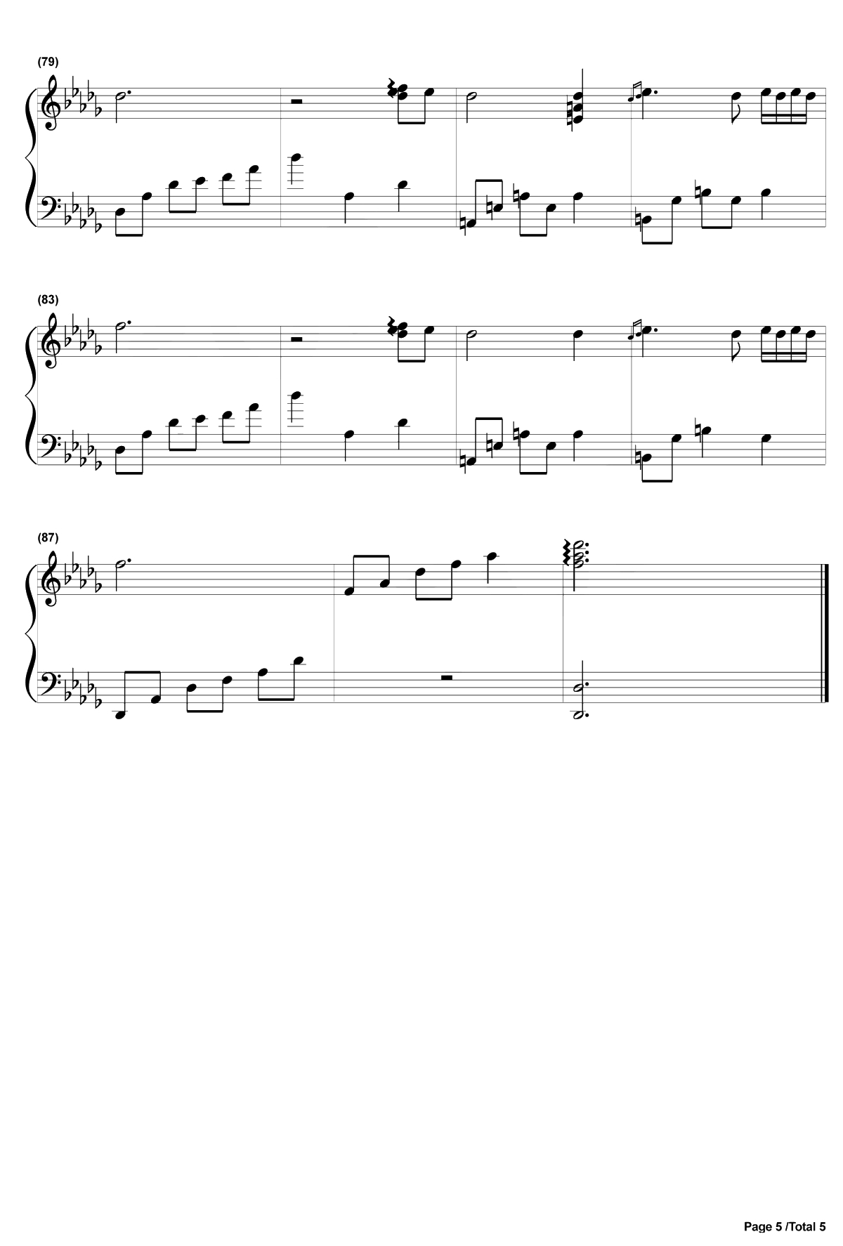 复苏钢琴谱-The Daydream白日梦-Again-A Melody Tree5
