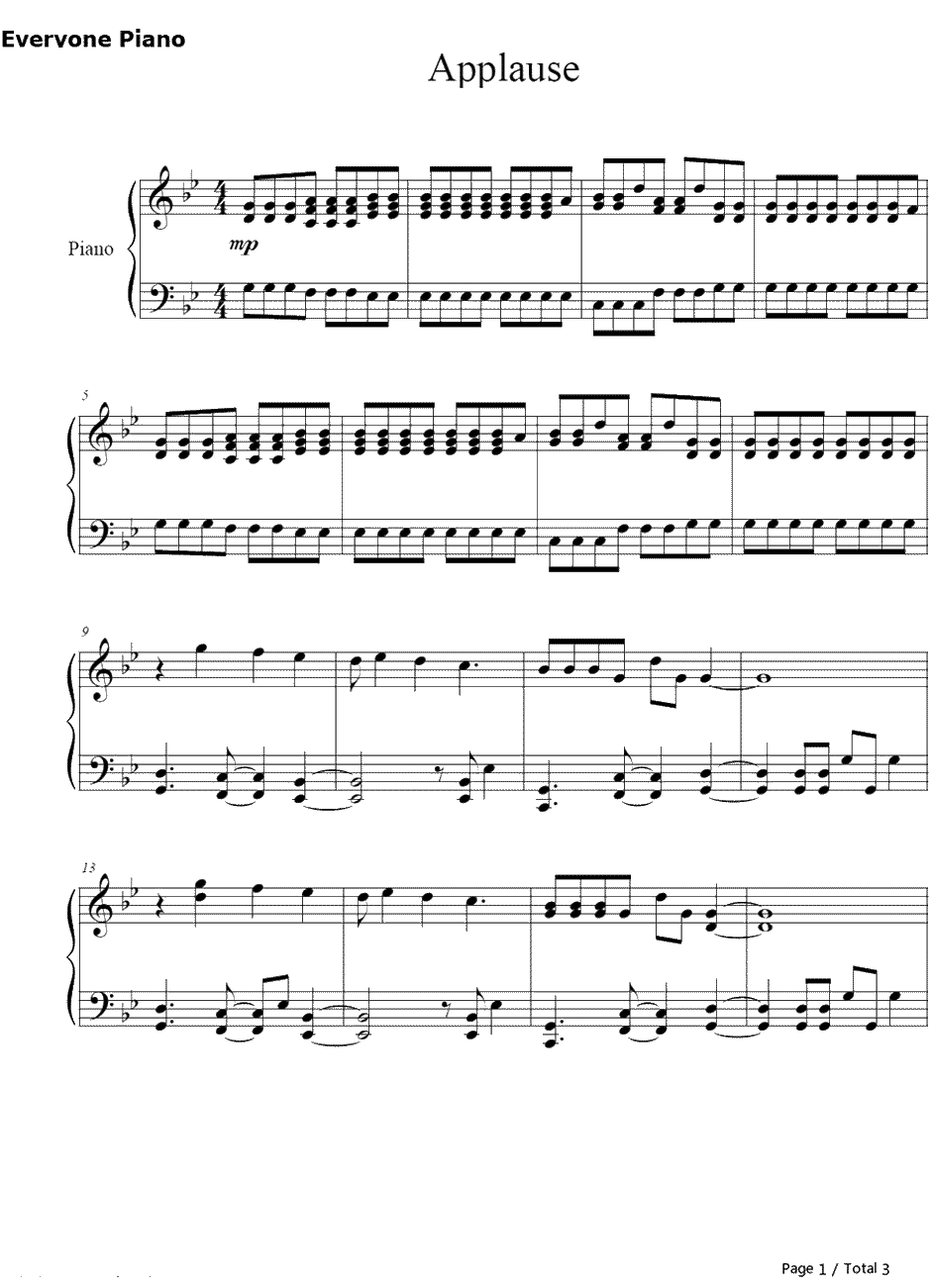 Applause（掌声）钢琴谱-Lady GaGa1