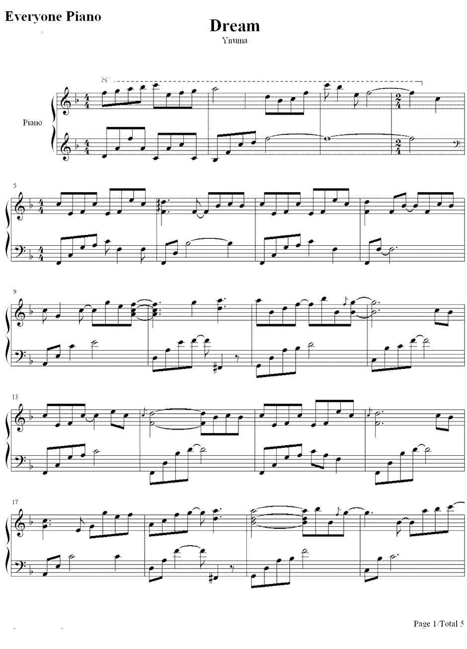 Dreams钢琴谱-李闰珉（Yiruma）1