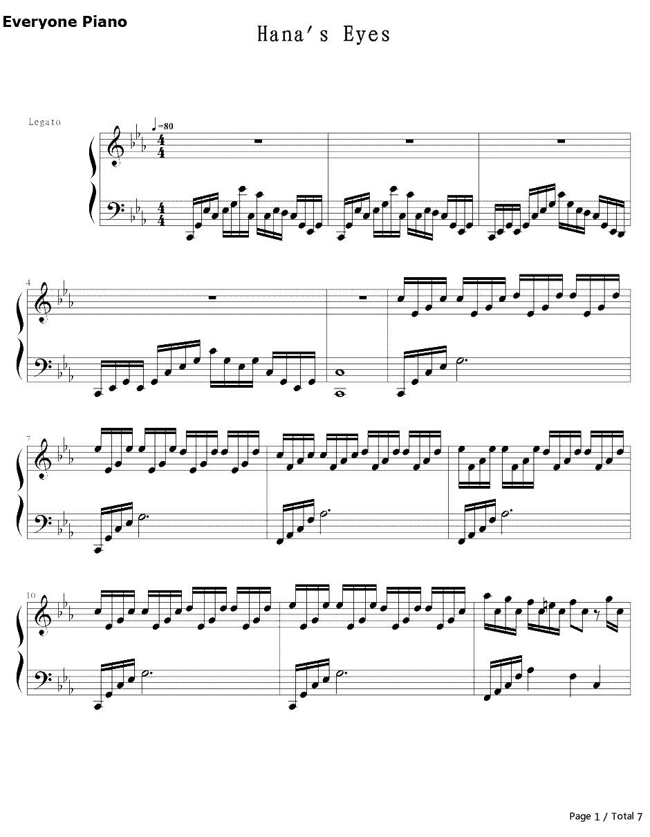 Hana's Eyes钢琴谱-马克西姆Maksim Mrvica-汉娜之眼1