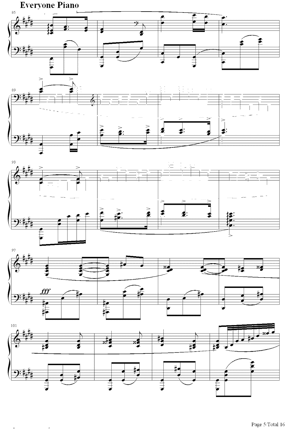 满天钢琴谱-Kalafina-Fate/Zero第19集片尾曲5