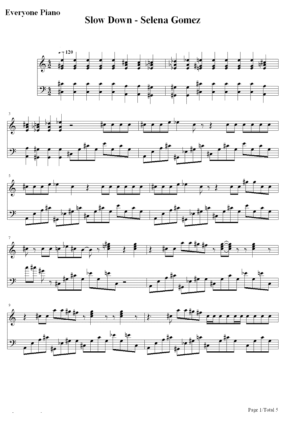 Slow Down钢琴谱-Selena Gomez1
