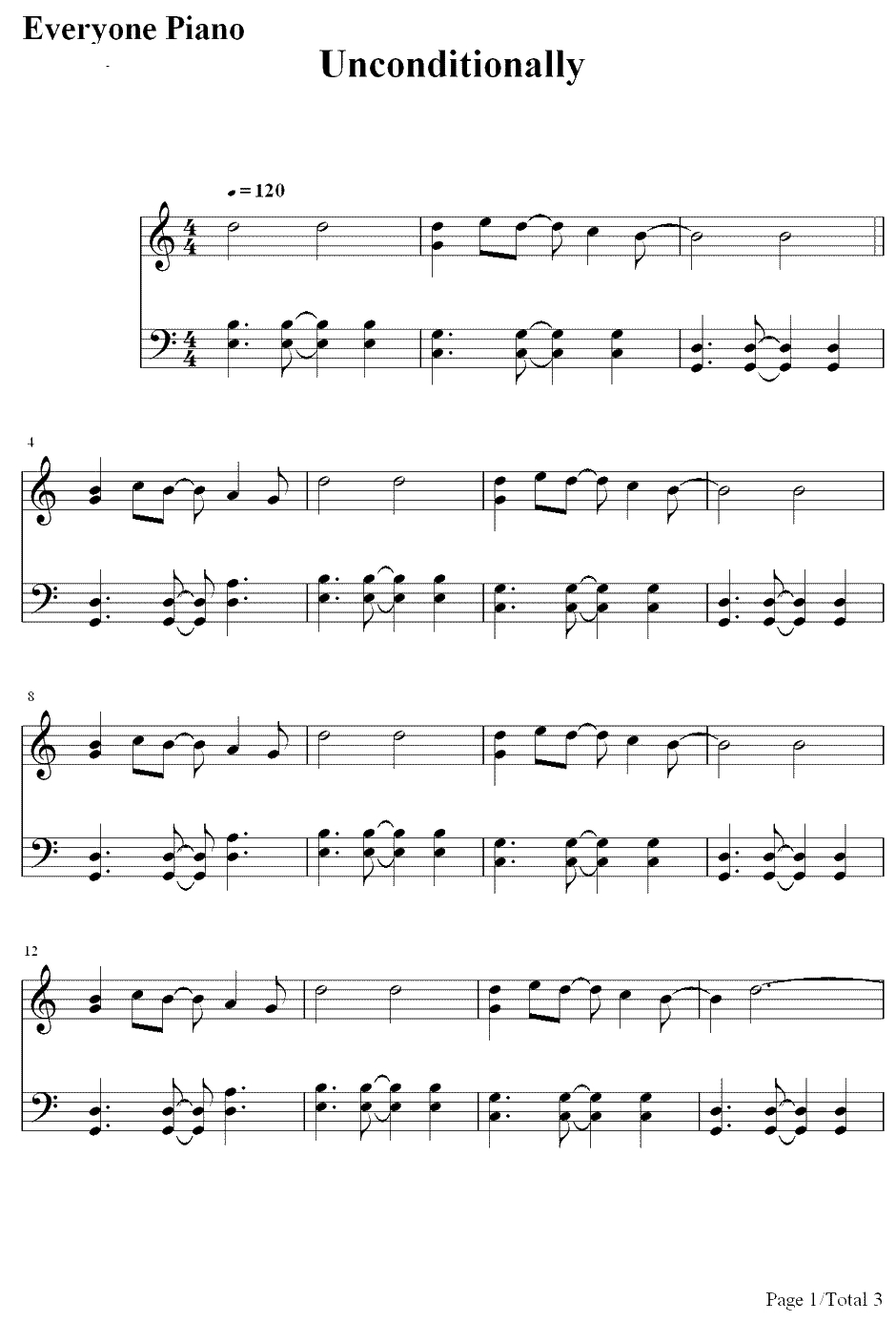 Unconditionally钢琴谱-Katy Perry1