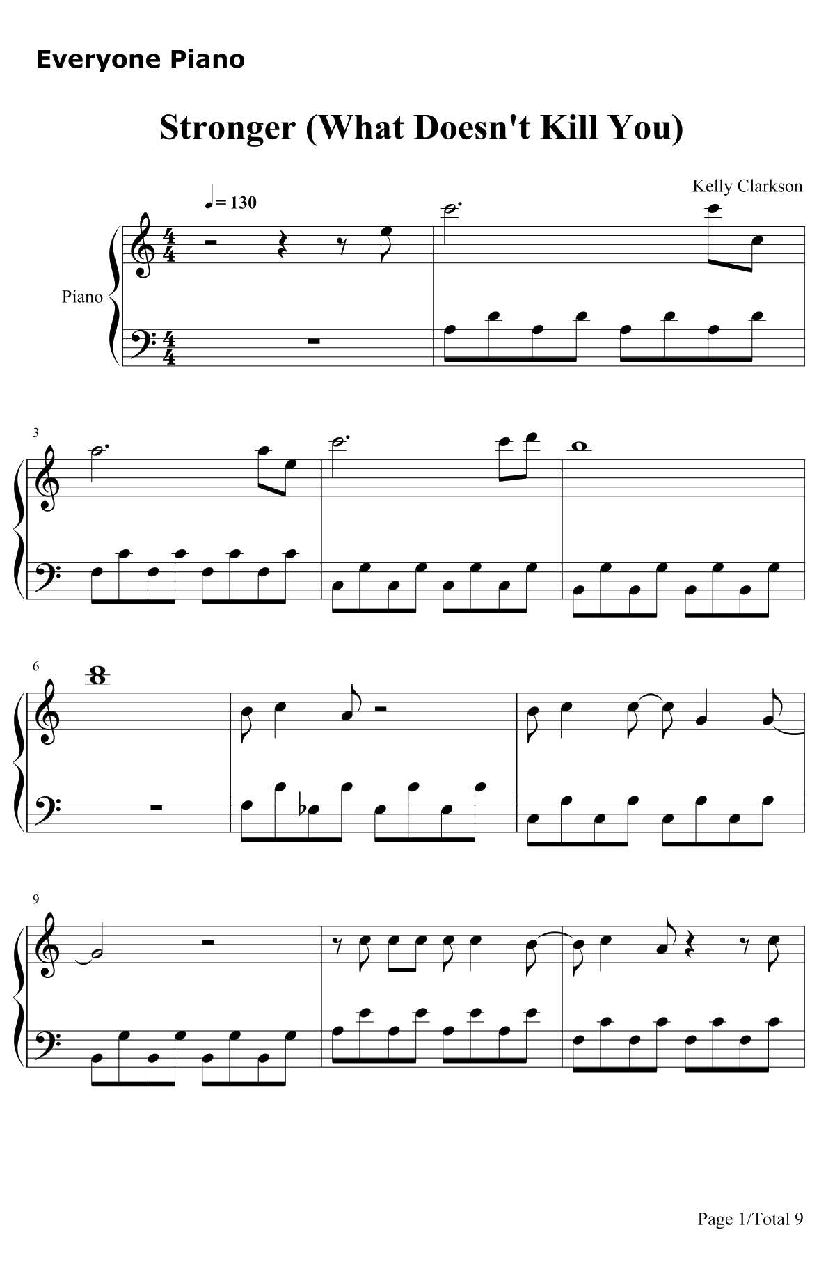 Stronger(What Doesn't Kill You)钢琴谱-Kelly Clarkson1