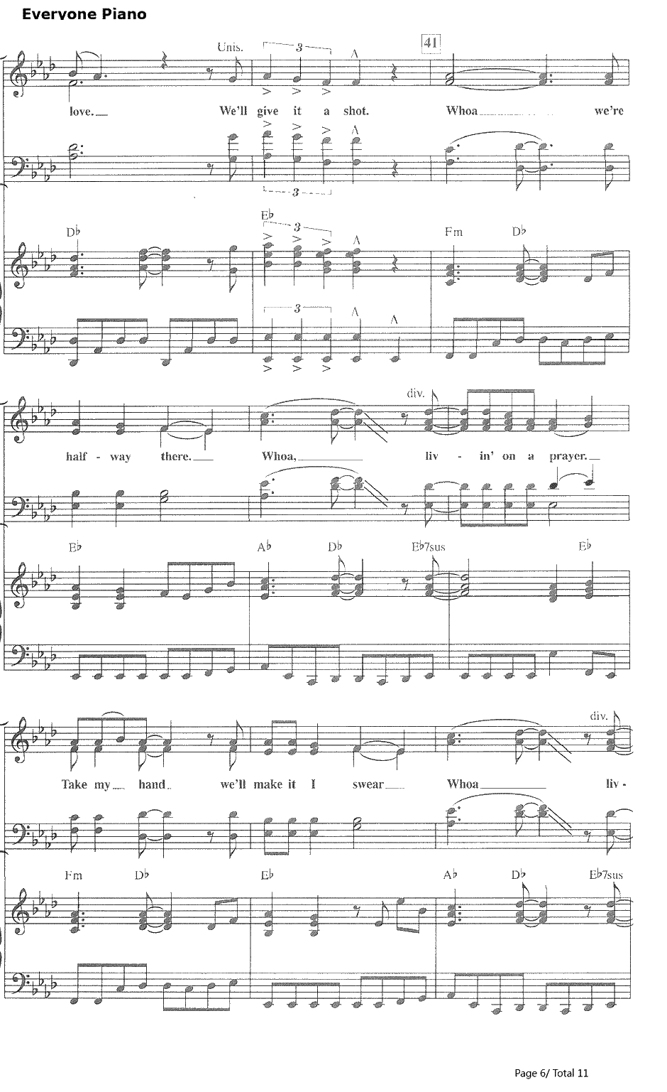 Livin' on a prayer钢琴谱-Bon Jovi邦乔维6