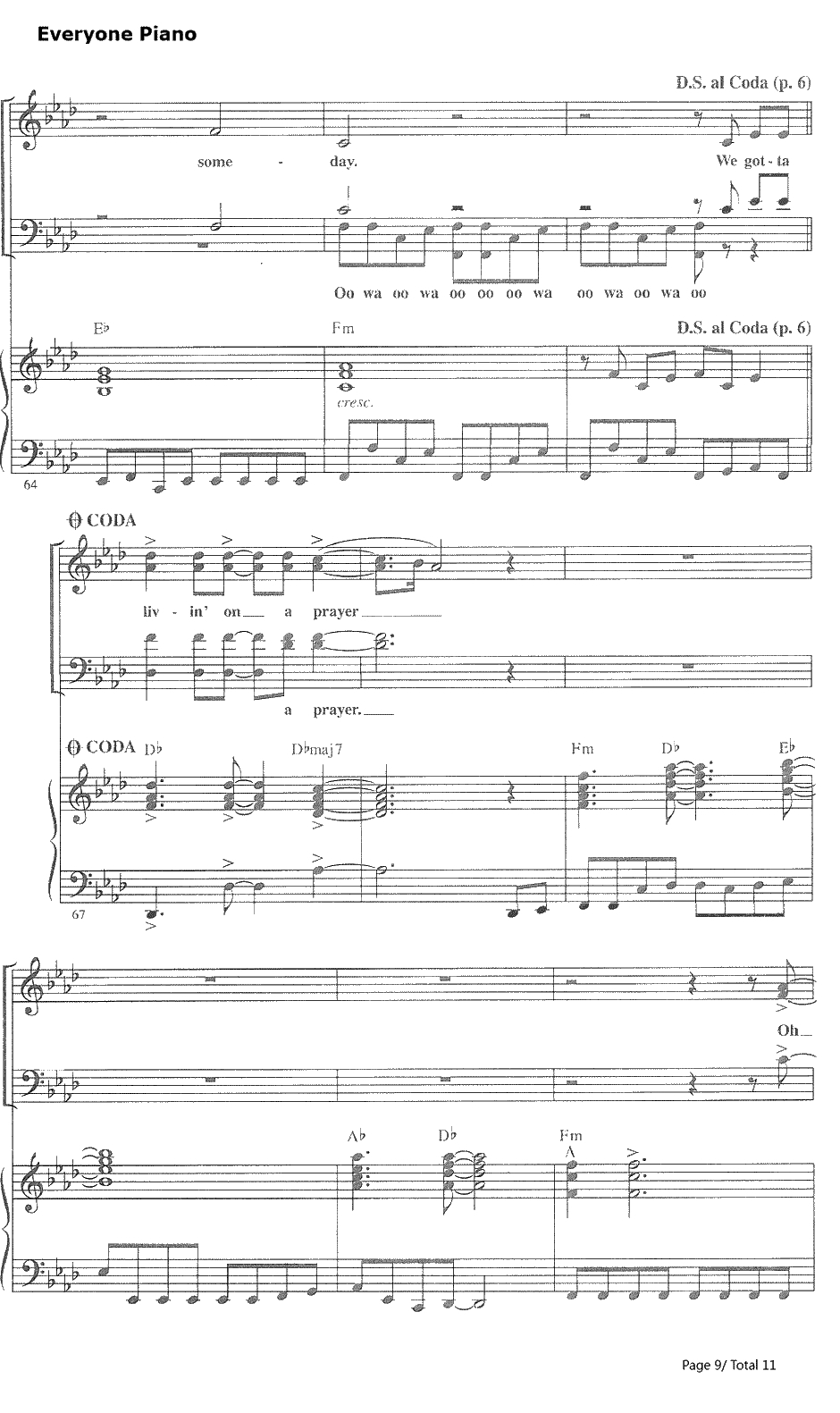 Livin' on a prayer钢琴谱-Bon Jovi邦乔维9