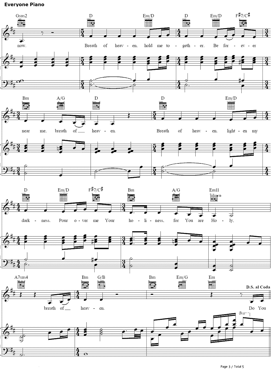 Breath of Heaven钢琴谱-Amy Grant3