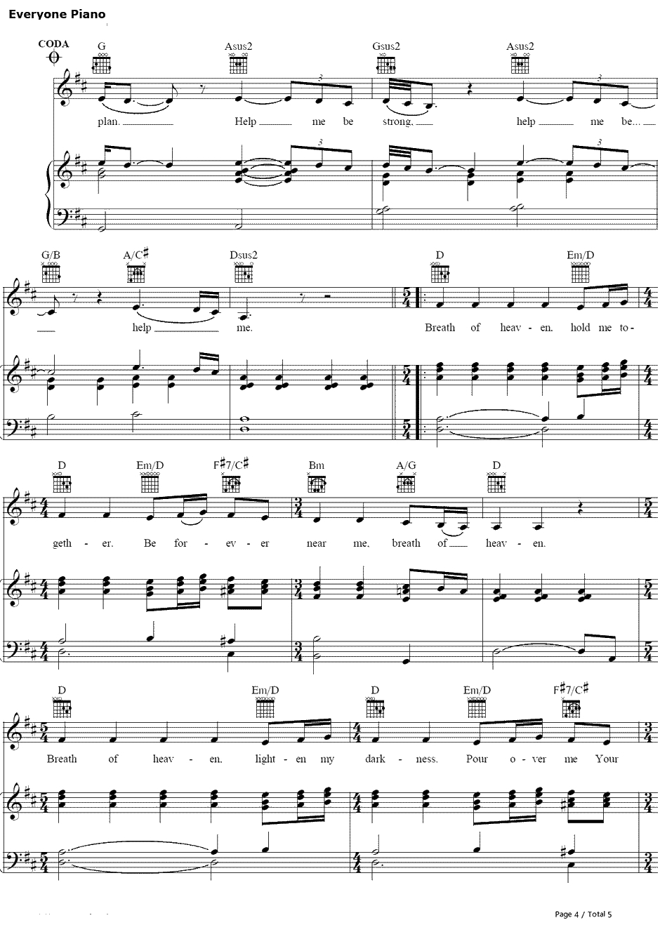 Breath of Heaven钢琴谱-Amy Grant4