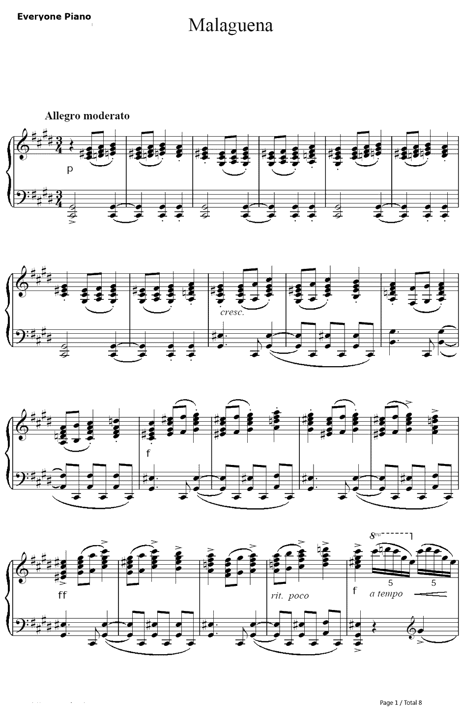 Malaguena钢琴谱-ErnestoLecuona1