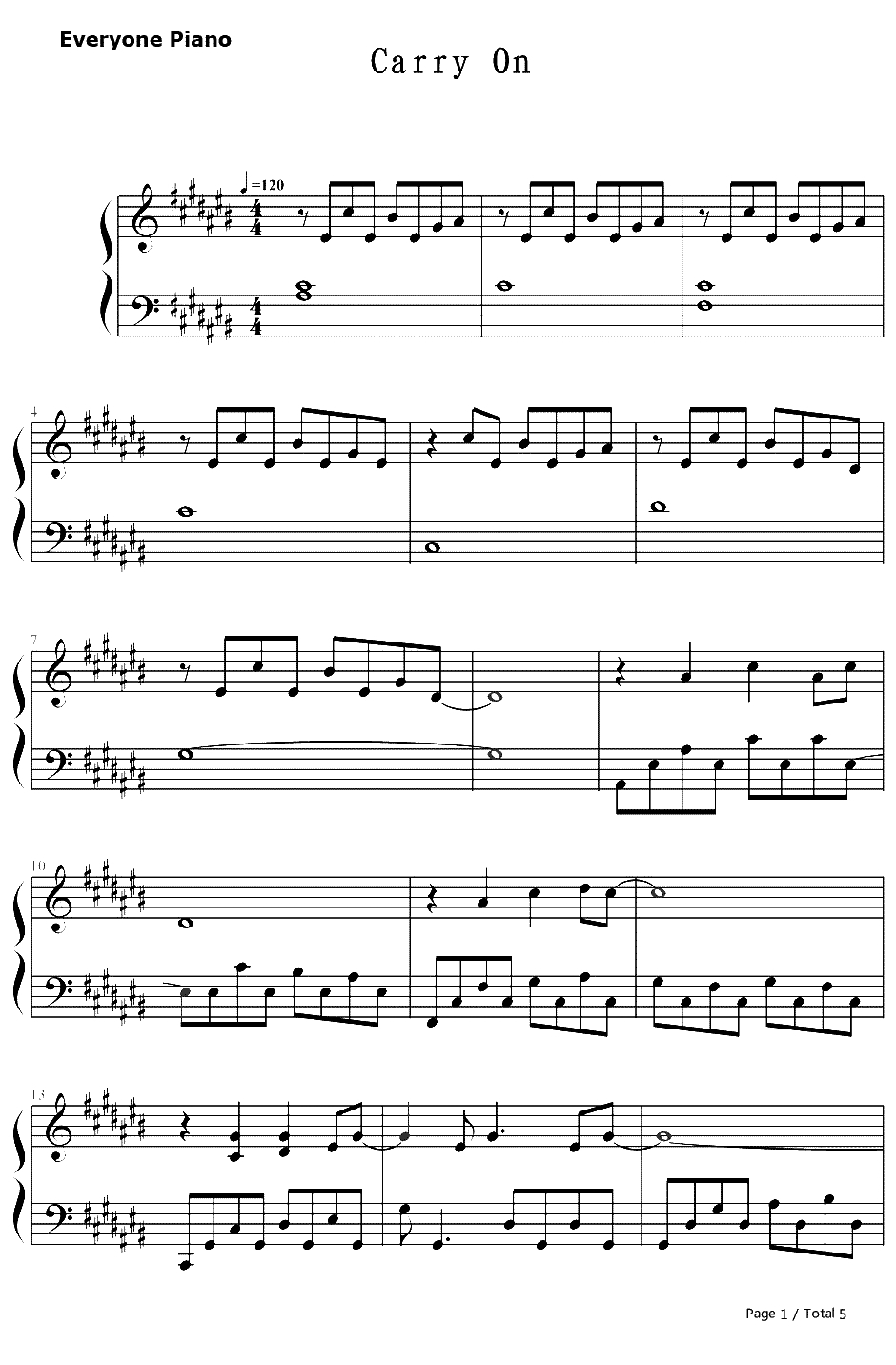 CarryOn钢琴谱-Ali-韩剧信义片尾曲1