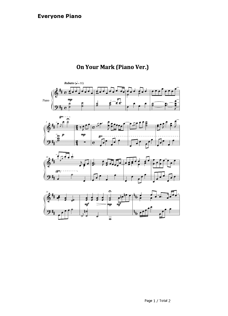 ONYOURMARK钢琴谱-泽野弘之-《机动战士高达UC》OST1