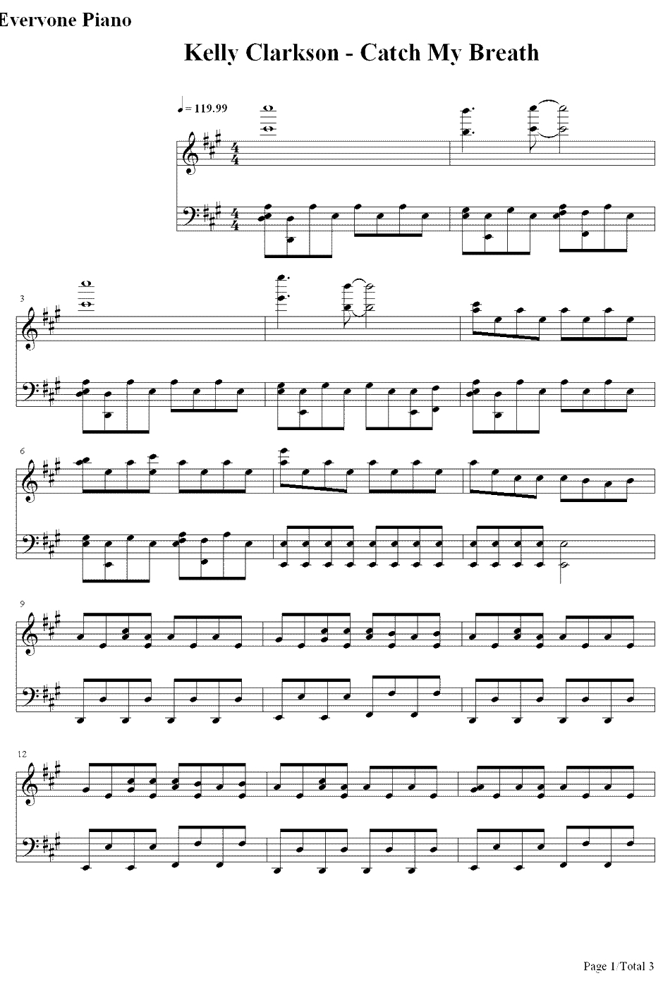 Catch My Breath钢琴谱-KellyClarkson1
