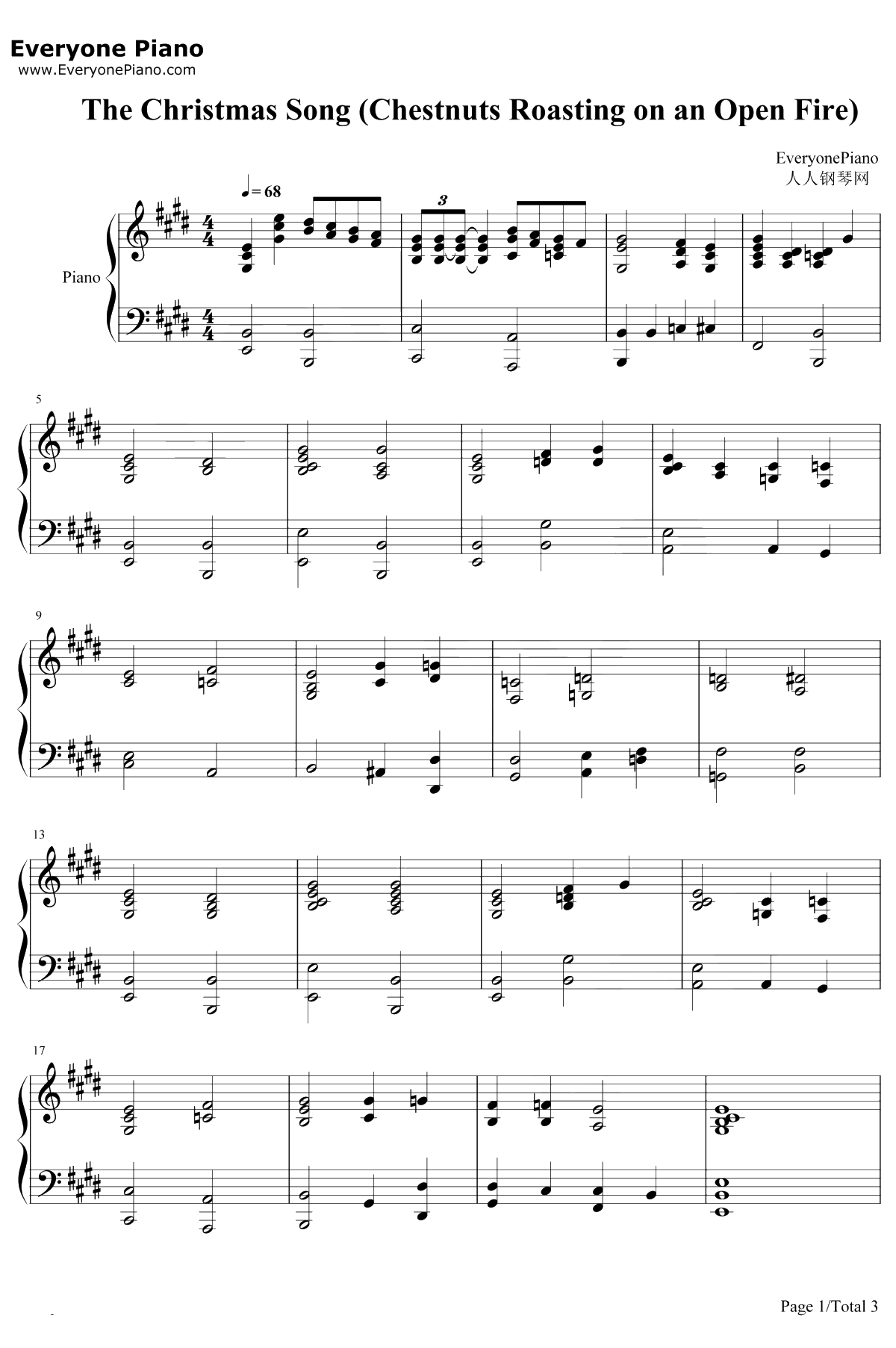 The Christmas Song钢琴谱-NatKingCole-ChestnutsRoastingonanOpenFire1