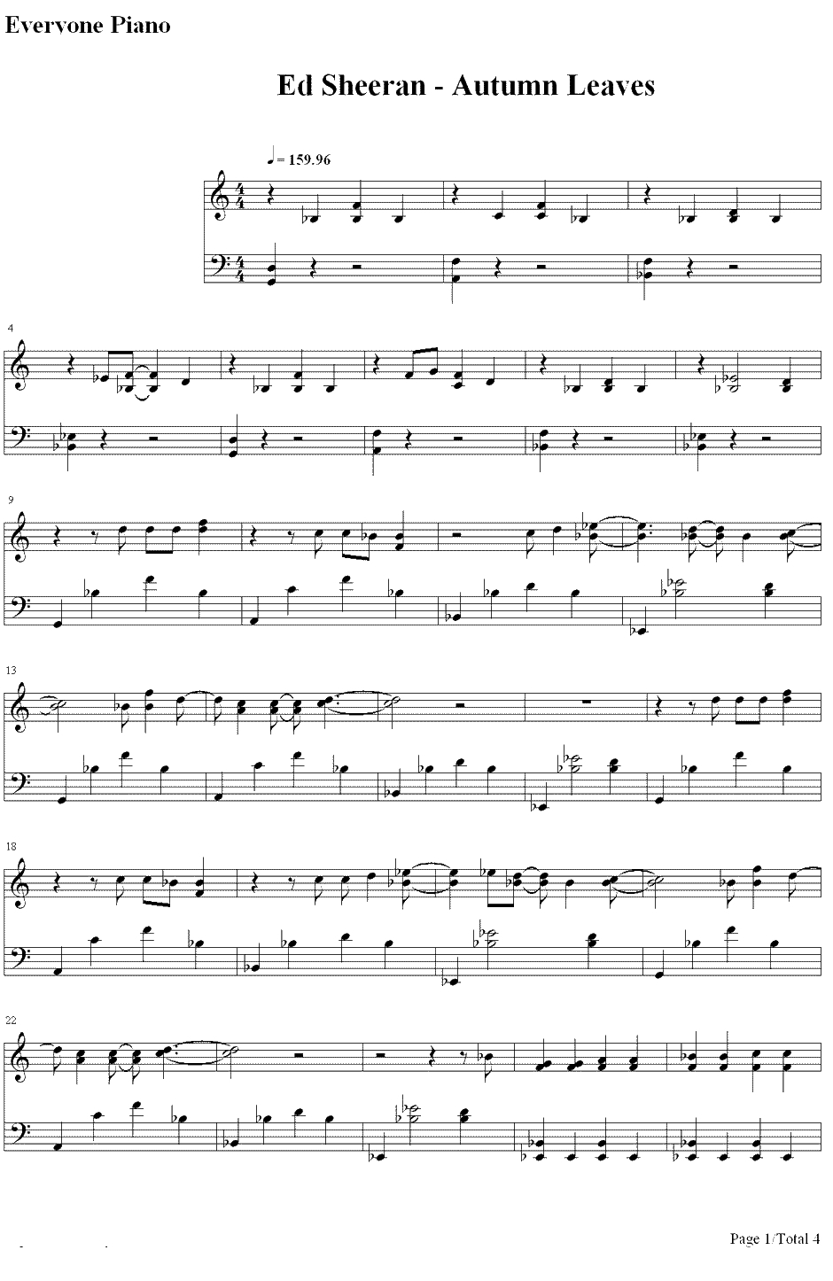 Autumn Leaves钢琴谱-EdSheeran1