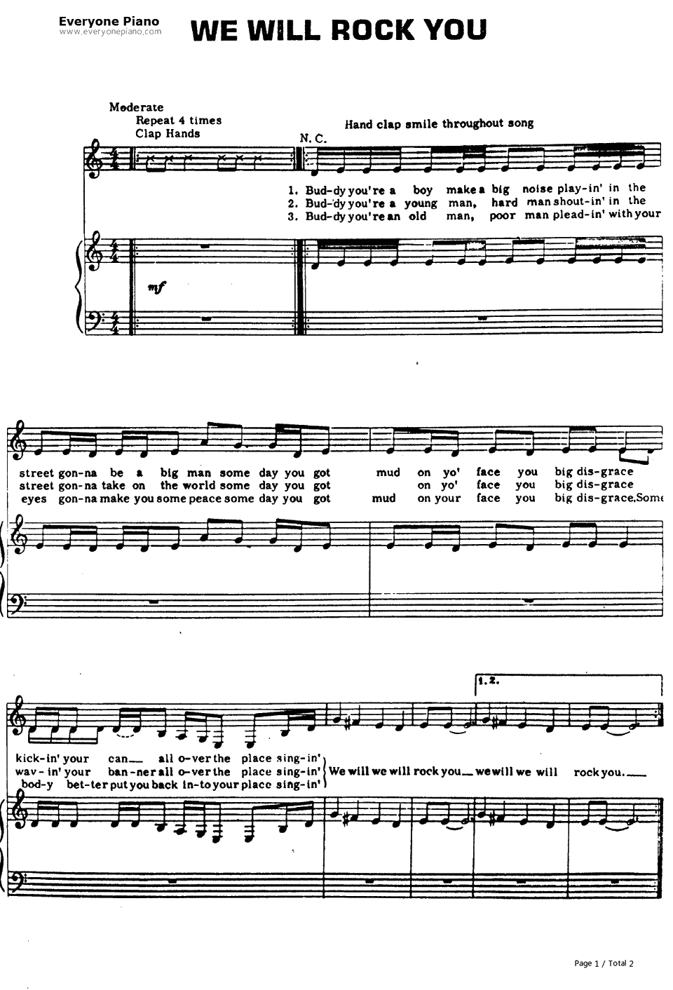 We Will Rock You钢琴谱-Queen1