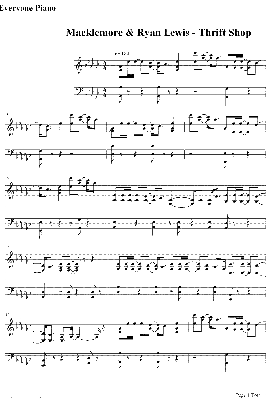 Thrift Shop钢琴谱-Macklemore&RyanLewis1