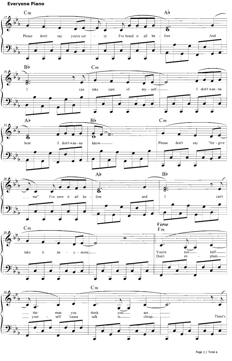 Sorry钢琴谱-麦当娜-Madonna2