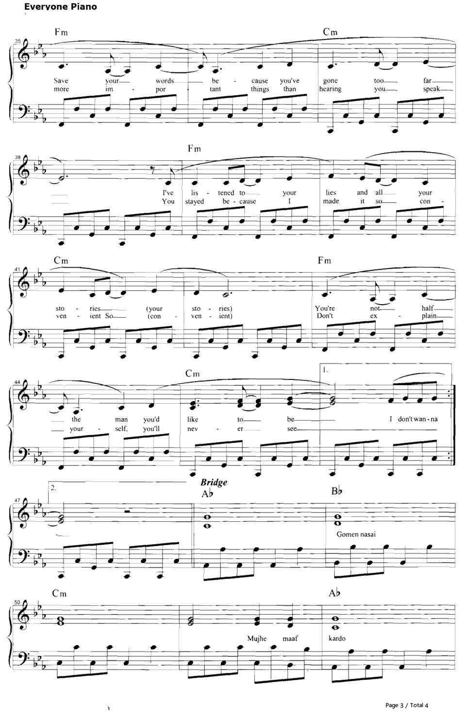 Sorry钢琴谱-麦当娜-Madonna3