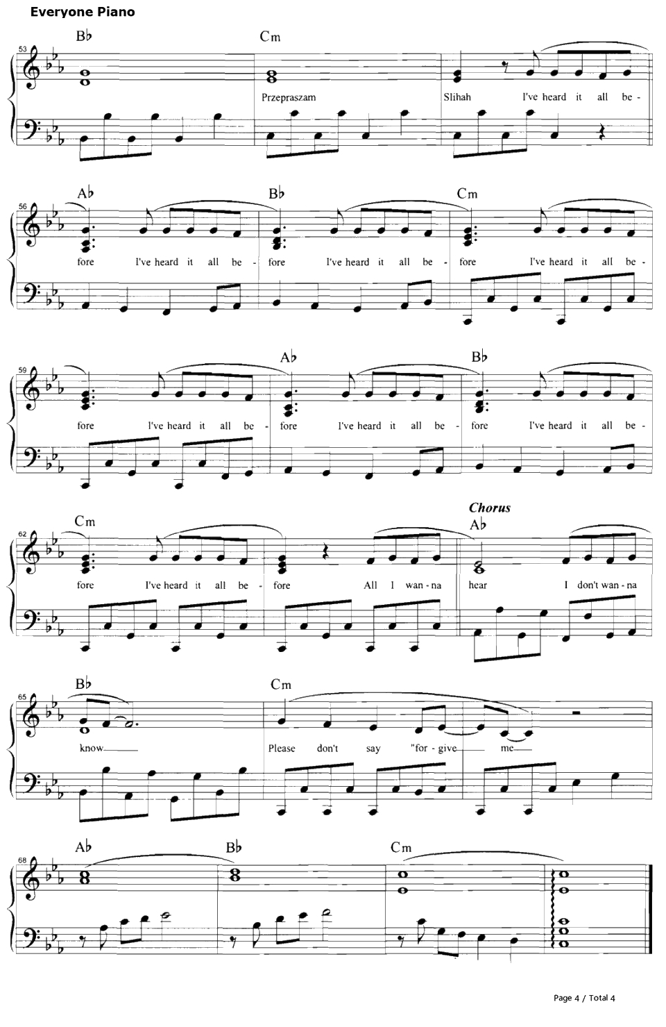 Sorry钢琴谱-麦当娜-Madonna4