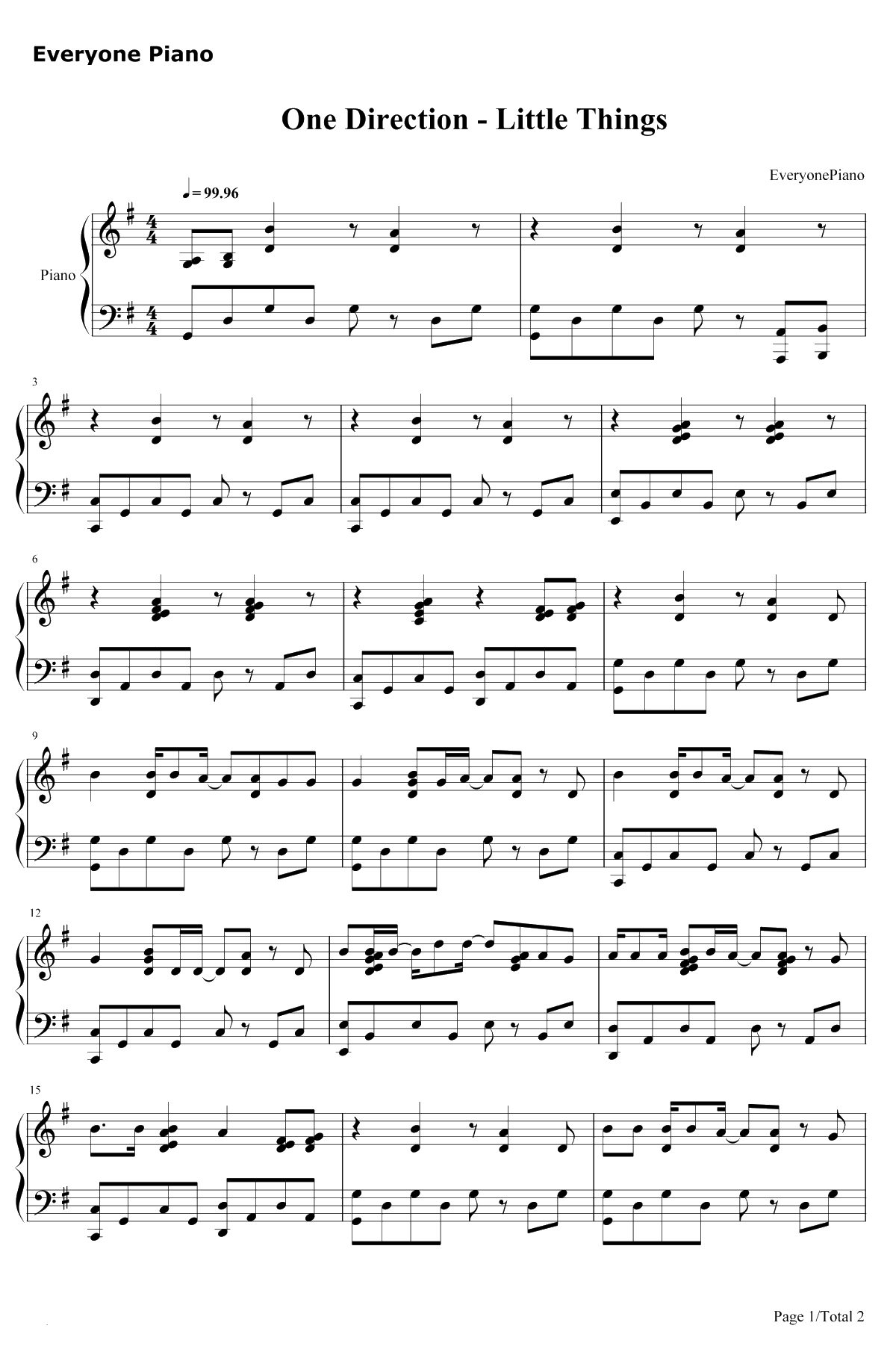 Little Things钢琴谱-OneDirection1