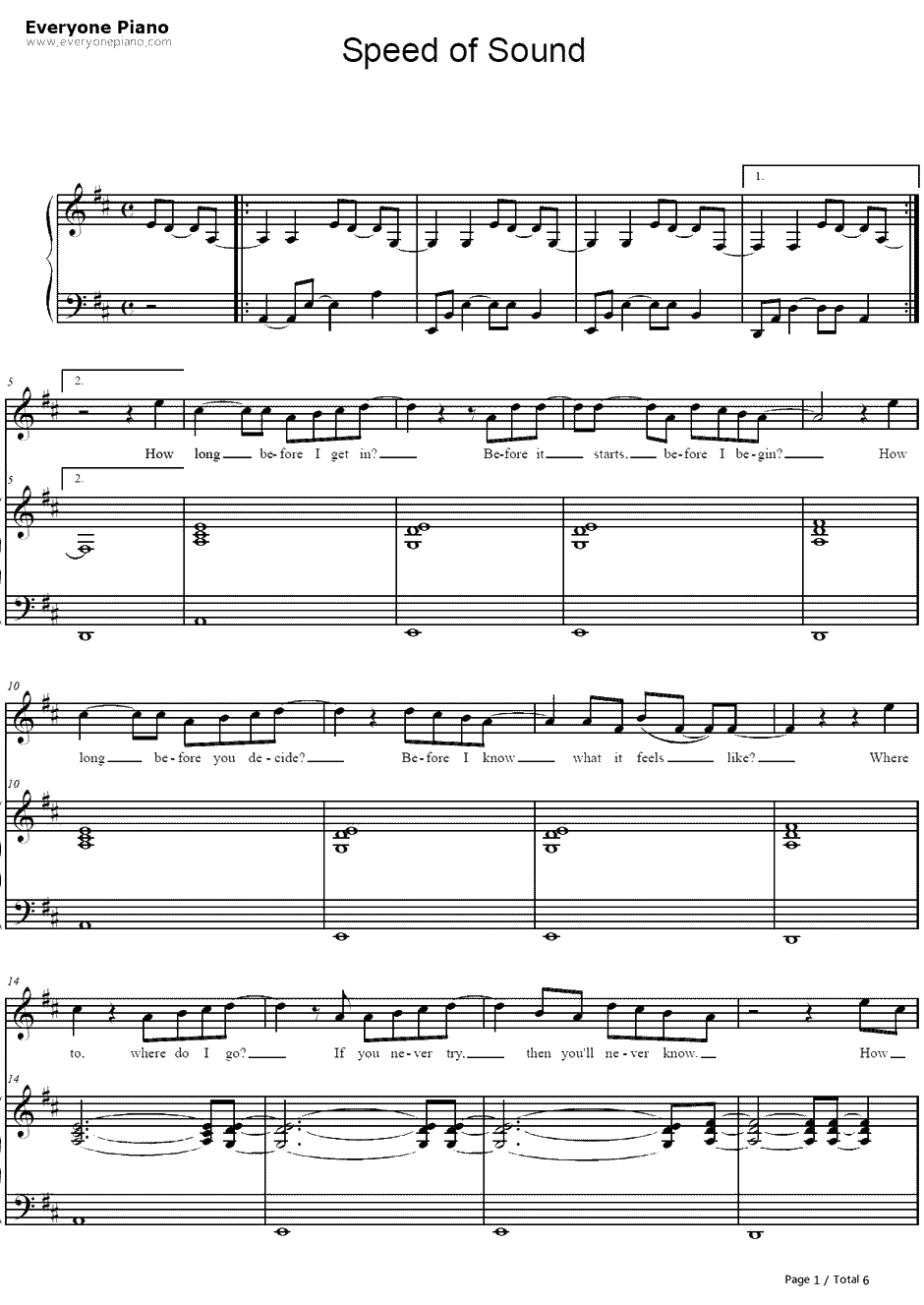 Speed of Sound钢琴谱-Coldplay1